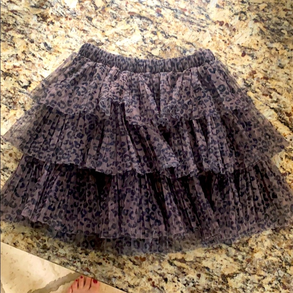 Zara girls ruffle skirt in leopard print